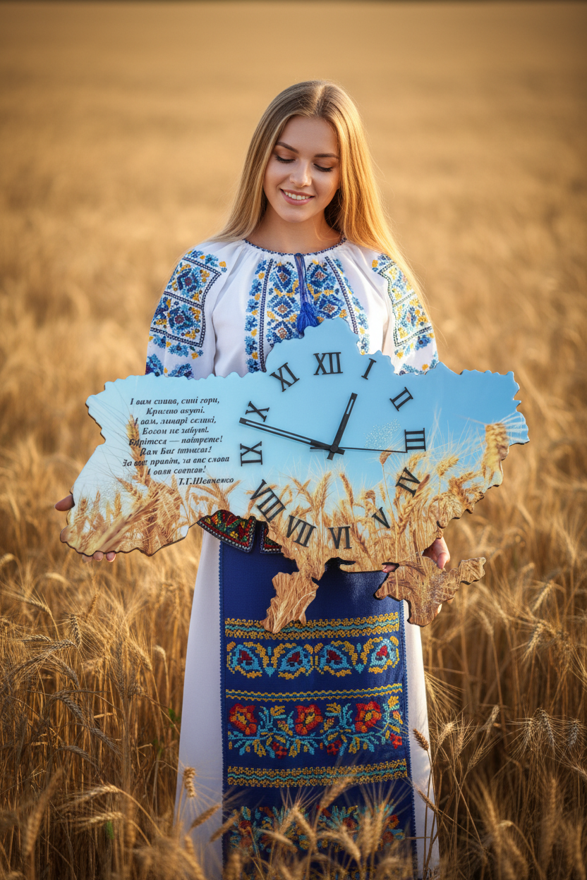 Дівчина у корсеті та спідниці з годинником Шевченко пшениця