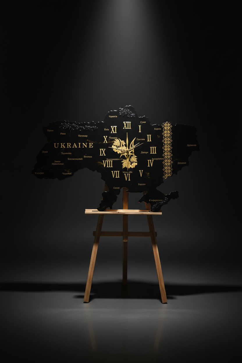 Чорний годинник у темній студії